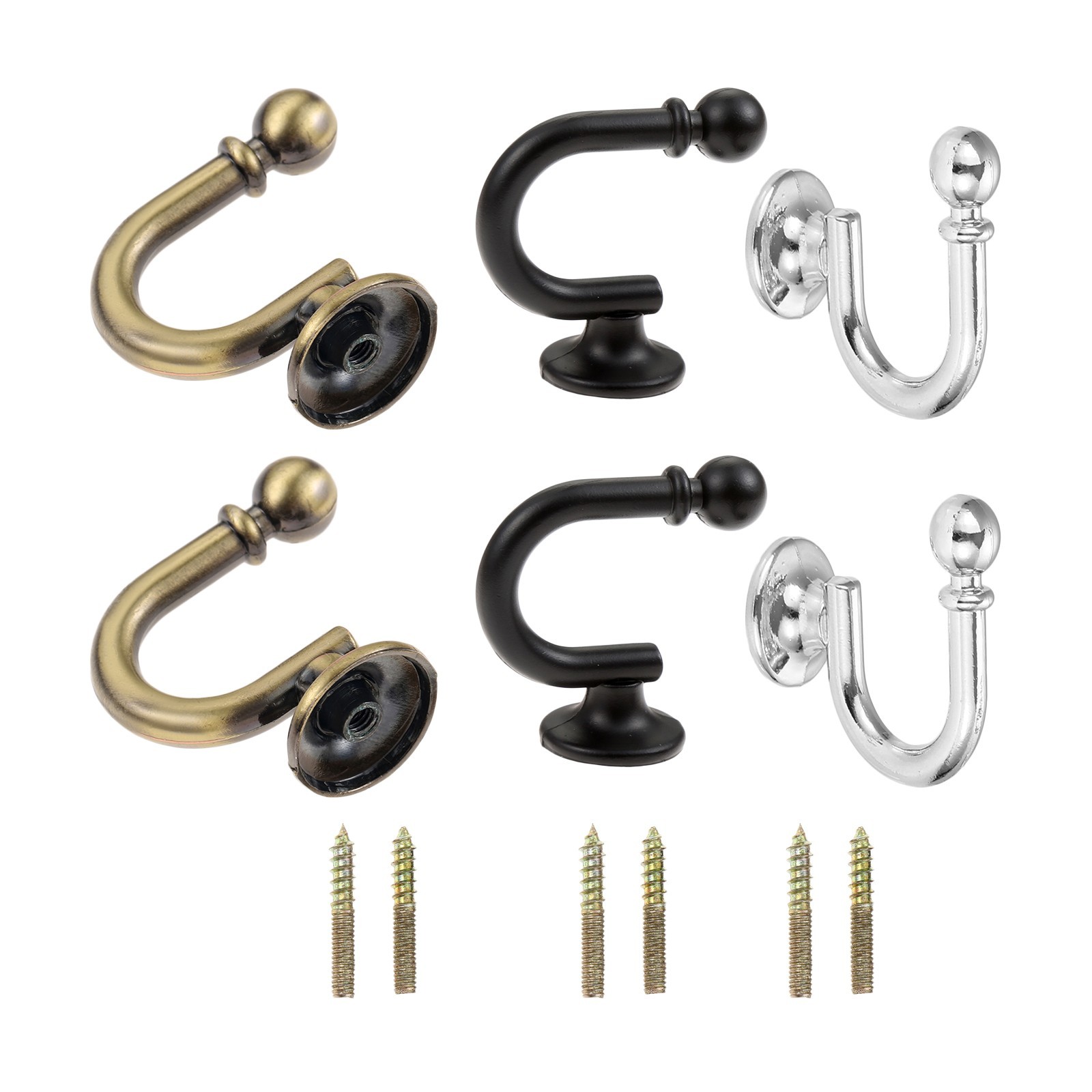 Ample Decor 2 pcs Tie Hook, Curtain Tieback Hooks, Metal Tie Backs for Curtain