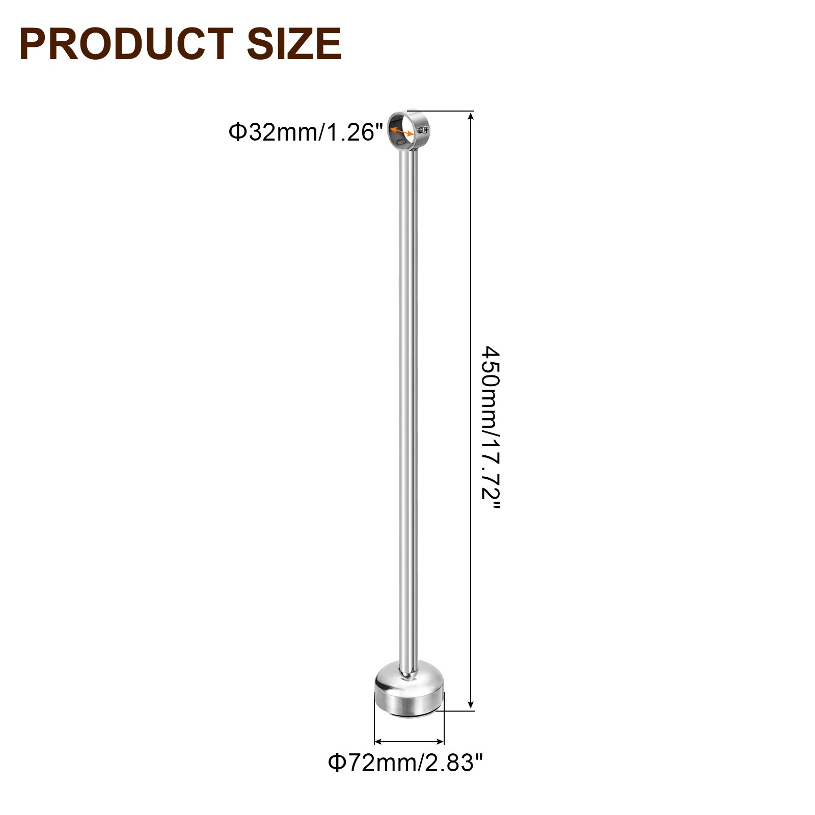2 Set Ceiling Mount Curtain Rod Bracket 32mm/1.26″ Pipe Length 450mm/17.72″