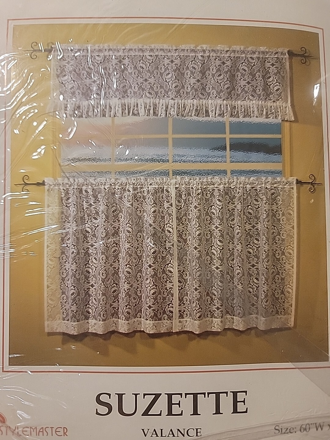 Stylemaster SUZETTE 1 Valance (60″W x 17″ L) & Pr Of Swags (80″ W x 38″ L) Lace