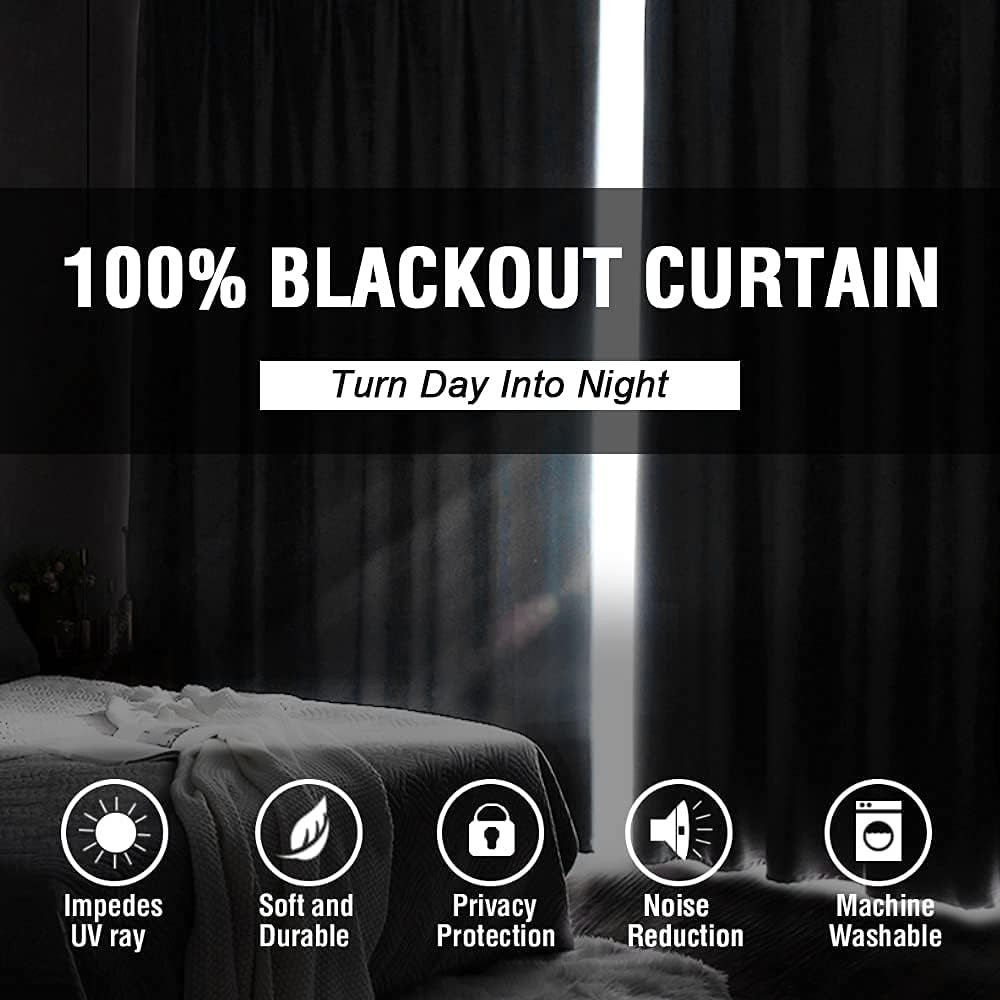 Off White & Pure White 100% Blackout Linen Curtain Panels, 2 Pack, 52×84