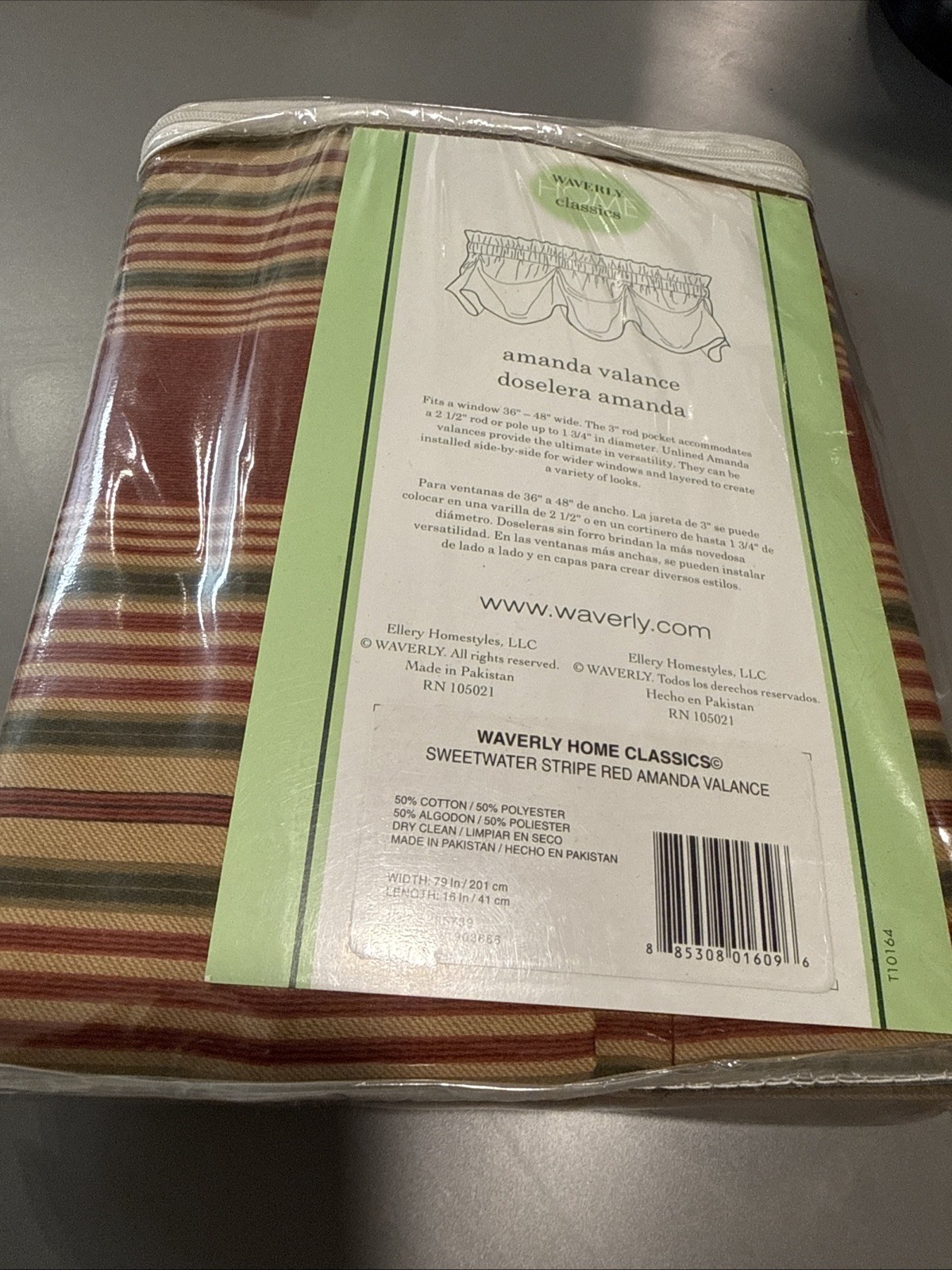 Waverly Classics Home Amanda Red Valance 79 X 16 New