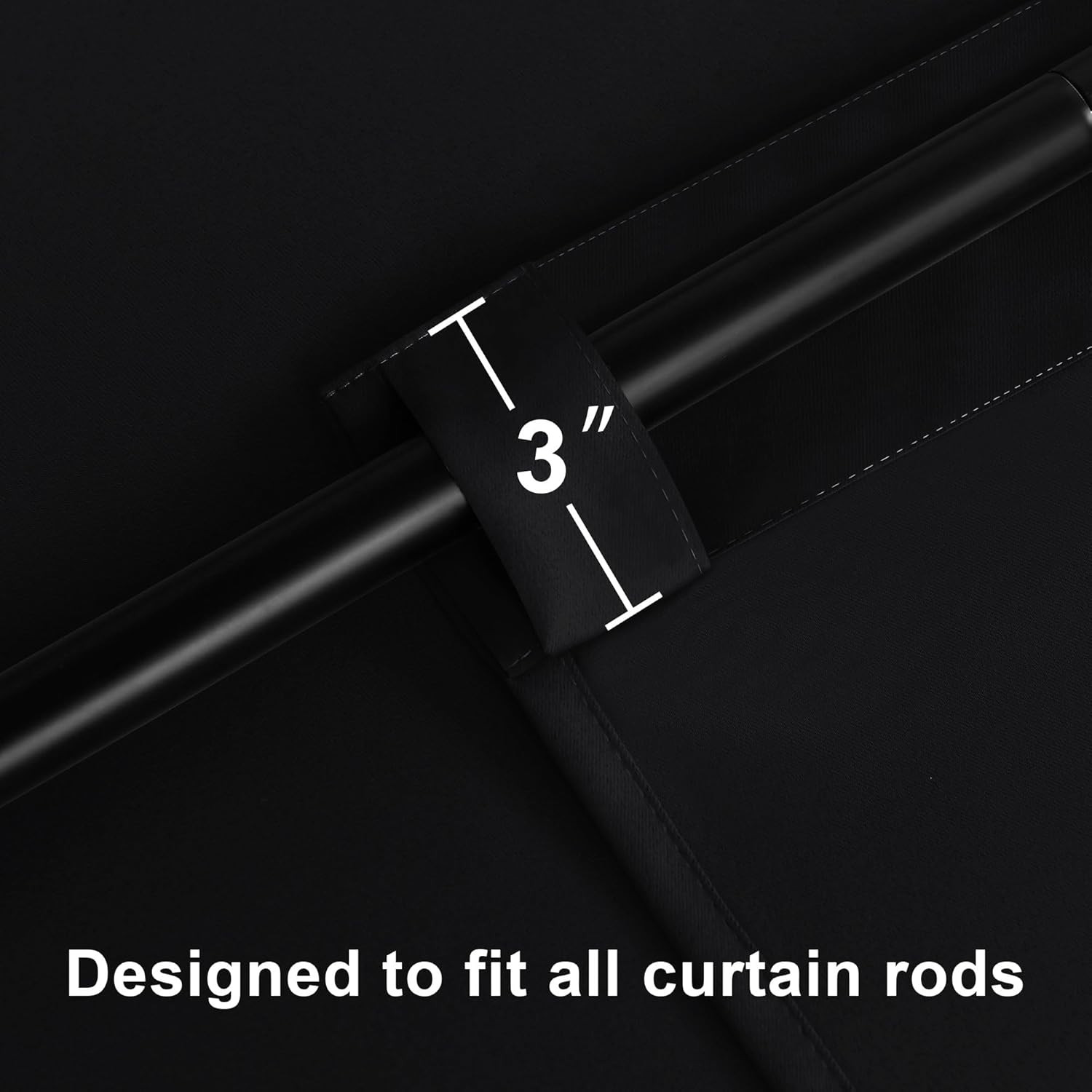Black Out Curtains 63 Inch Long Sewn with Tiebacks Rod Pocket & Back Tab