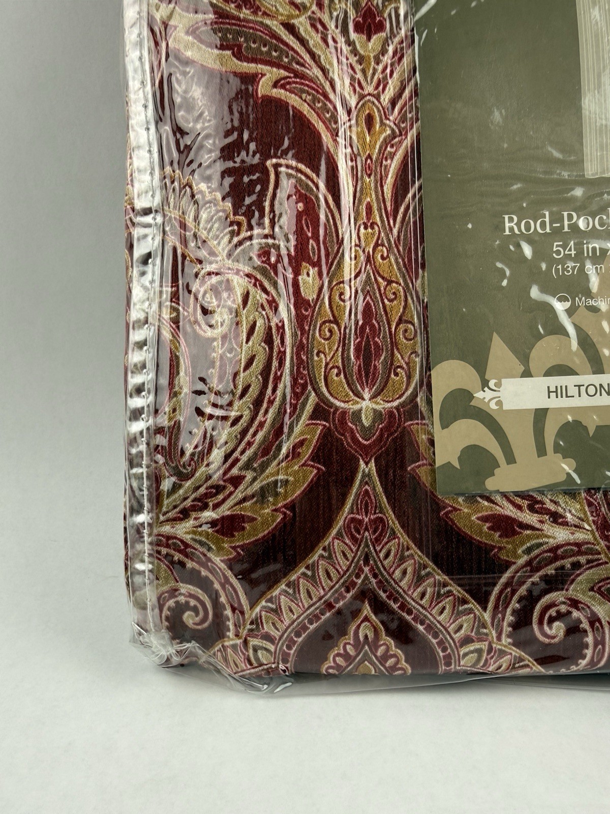 JCP Royal Velvet Hilton Hilton Damask Panel Curtain Majestic Red Multi 54″x63”