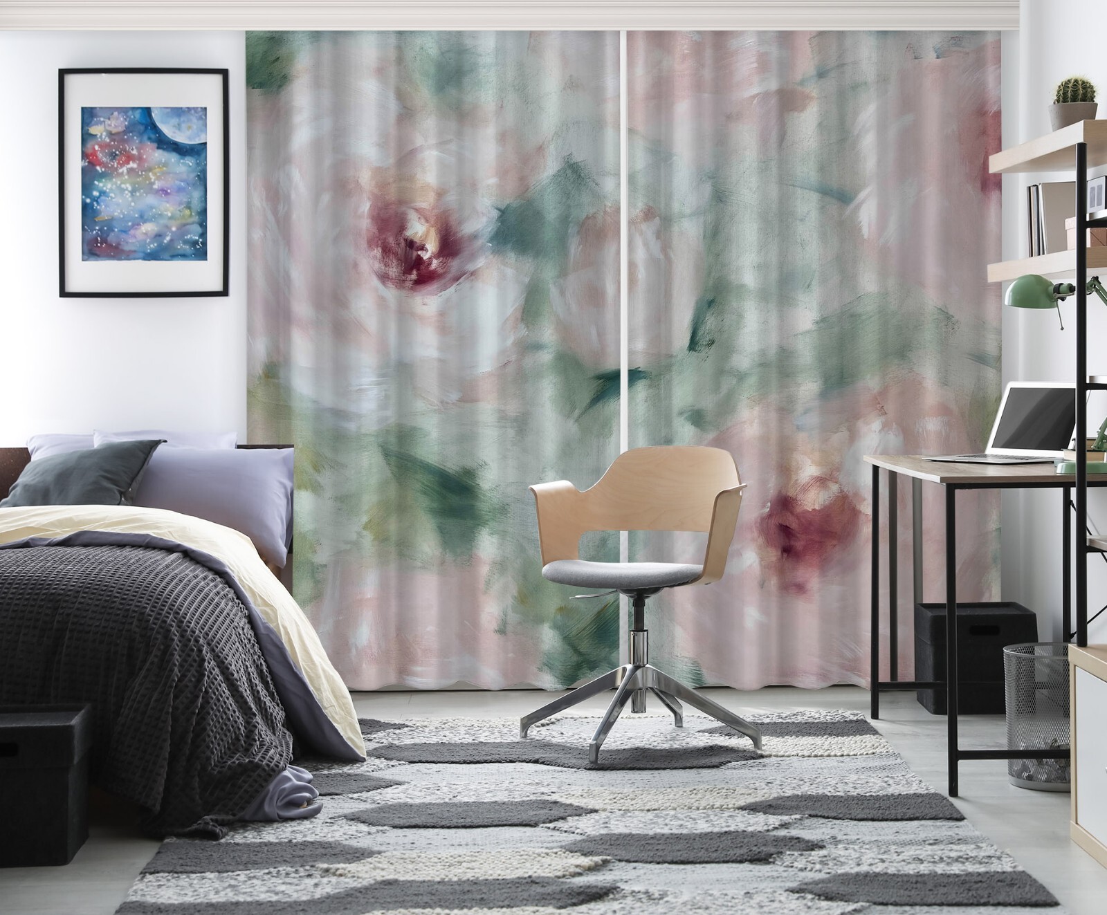 3D Pink Flower A136 Photo Curtain Window Blockout Fabric Skromova Marina Amy