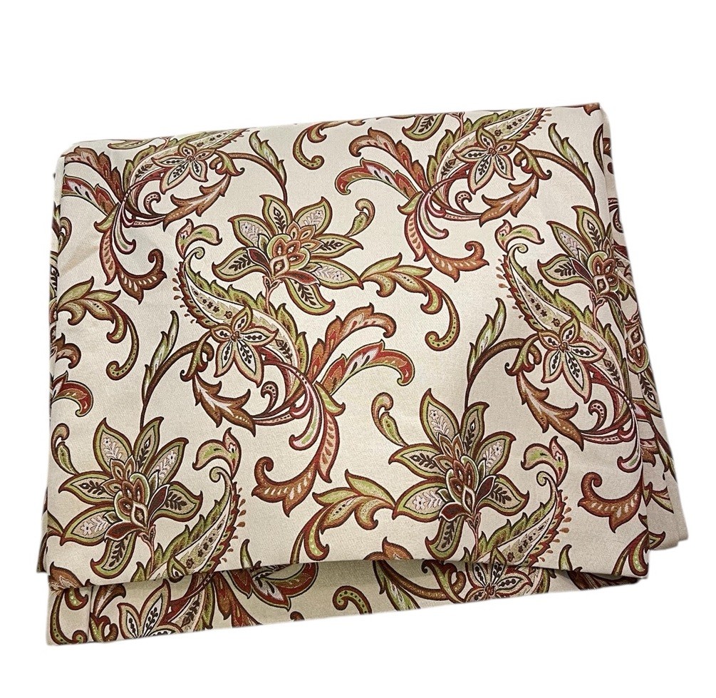 Pair Jacobean Floral Lined Curtain Panels Drapes Pinch Pleat 85” Long