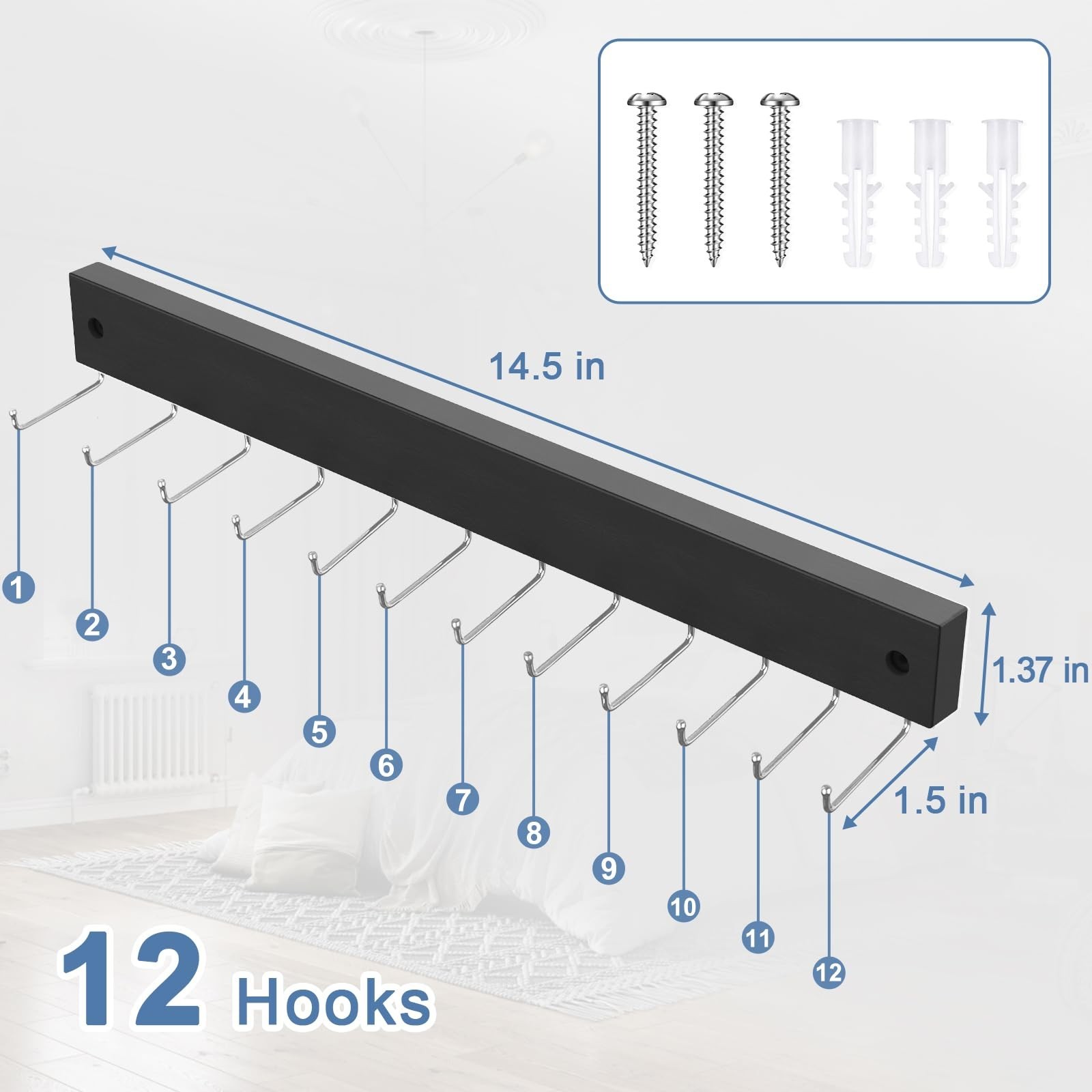 2 Pack Belt Hanger Wall Mount, Large Capacity Tie and Belt Organizer for Wall…