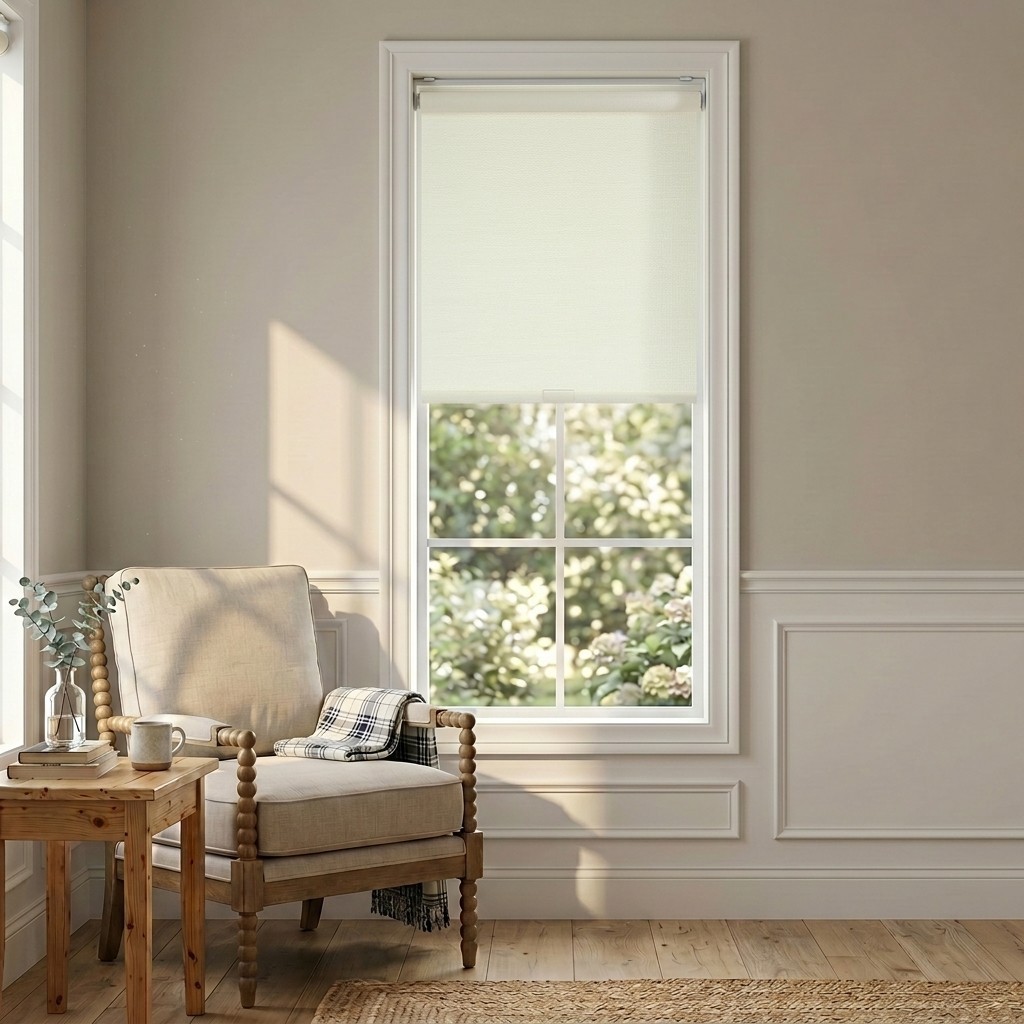 Cordless Roller Shade – Natural Durable Woven Cane Paper Blinds for Windows