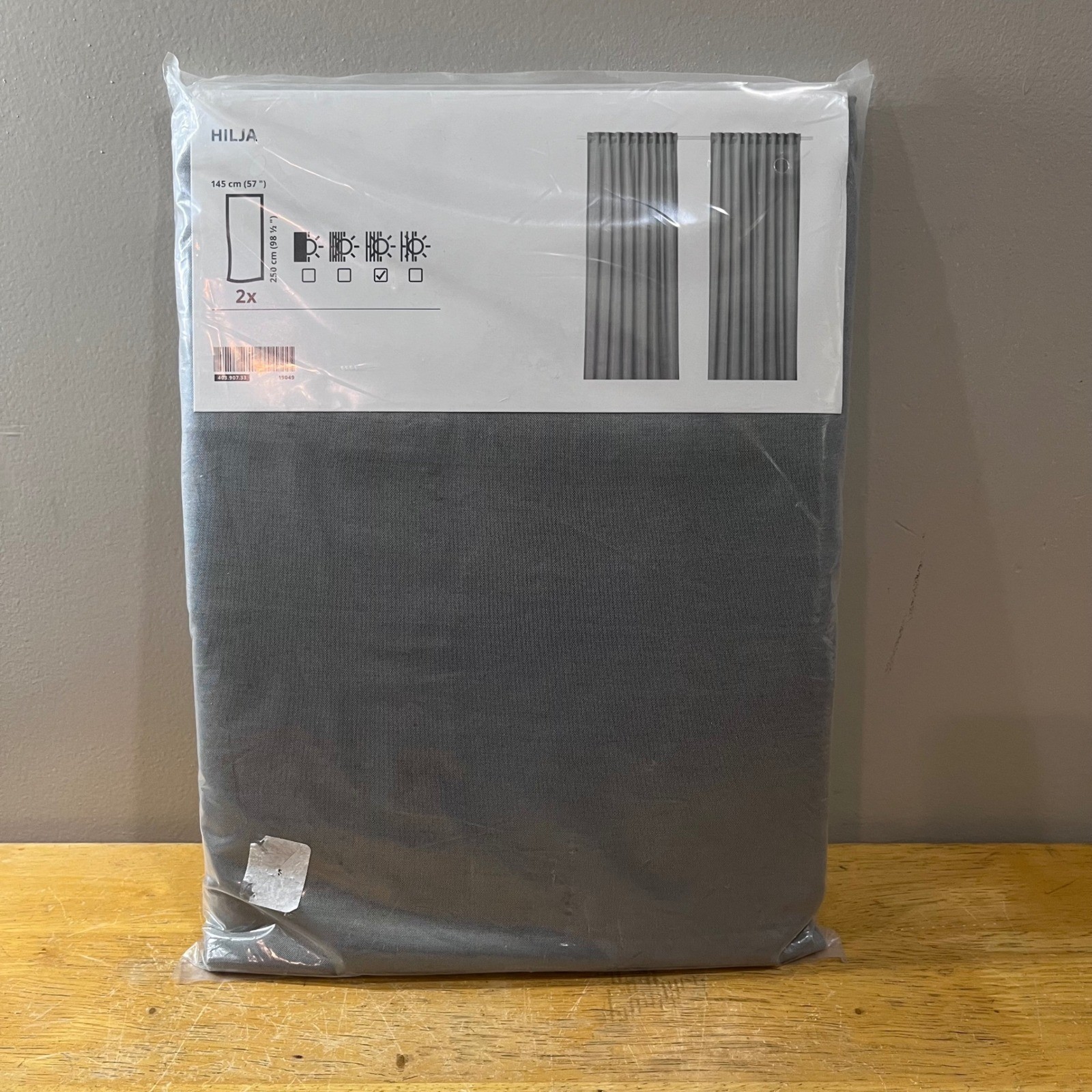 IKEA Hilja Gray Curtains 1 Pair 2 Panels 57×98.5 Light Filtering 403.907.33 NEW