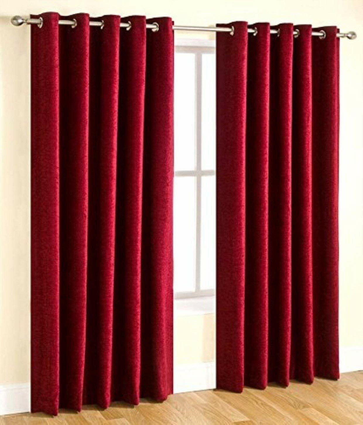 New Polyester 2 Piece Door Curtain Set – Maroon, 4 x 7 ft.
