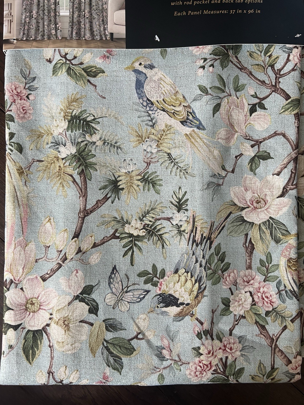Envogue Floral Birds Curtains 37″ x 96” Floral Panels Rod Pocket Panel Pair(2)