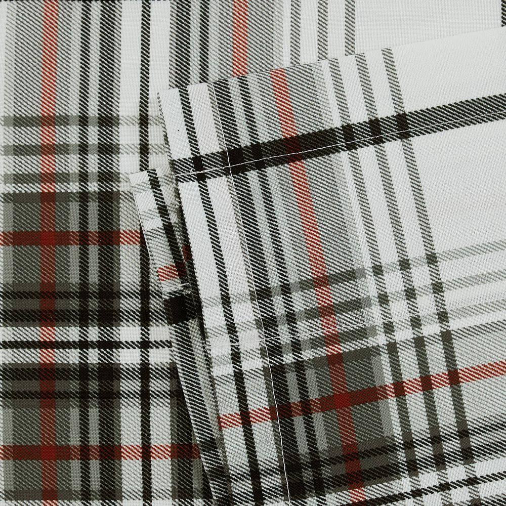 Alder Plaid Grey Microfiber 86X15 Pole Top Window Valance