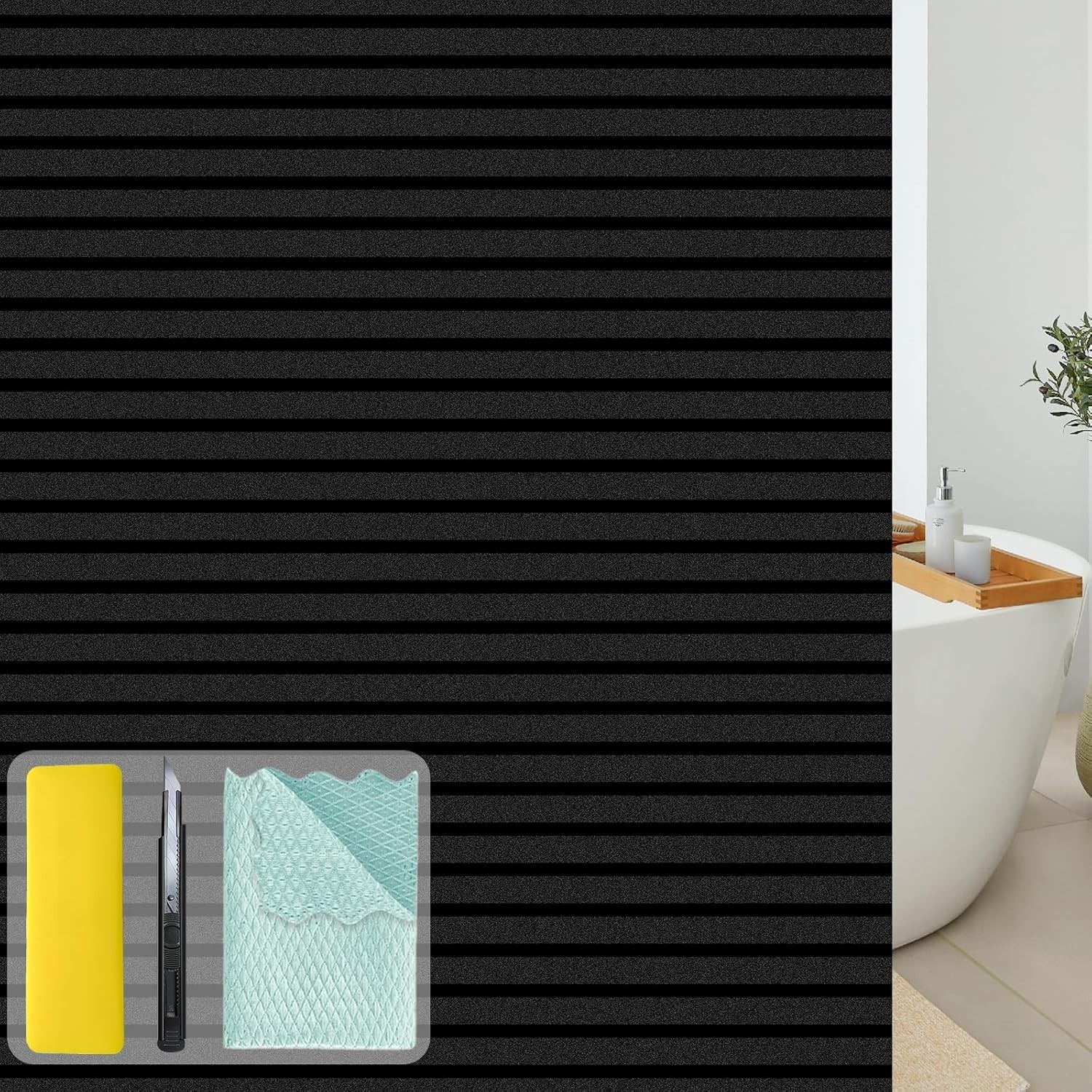 Opaque Black Window Covering – 100% Light Block, Easy Install – 11.8 x 78.7 in