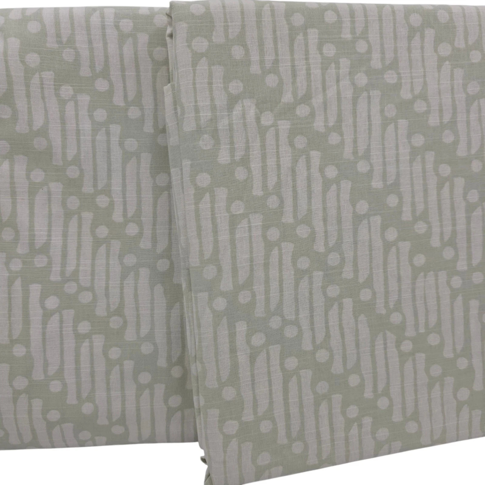 NEW West Elm Set of 2 Batik Scallop Curtains Green 48×84 Cotton Window Panels