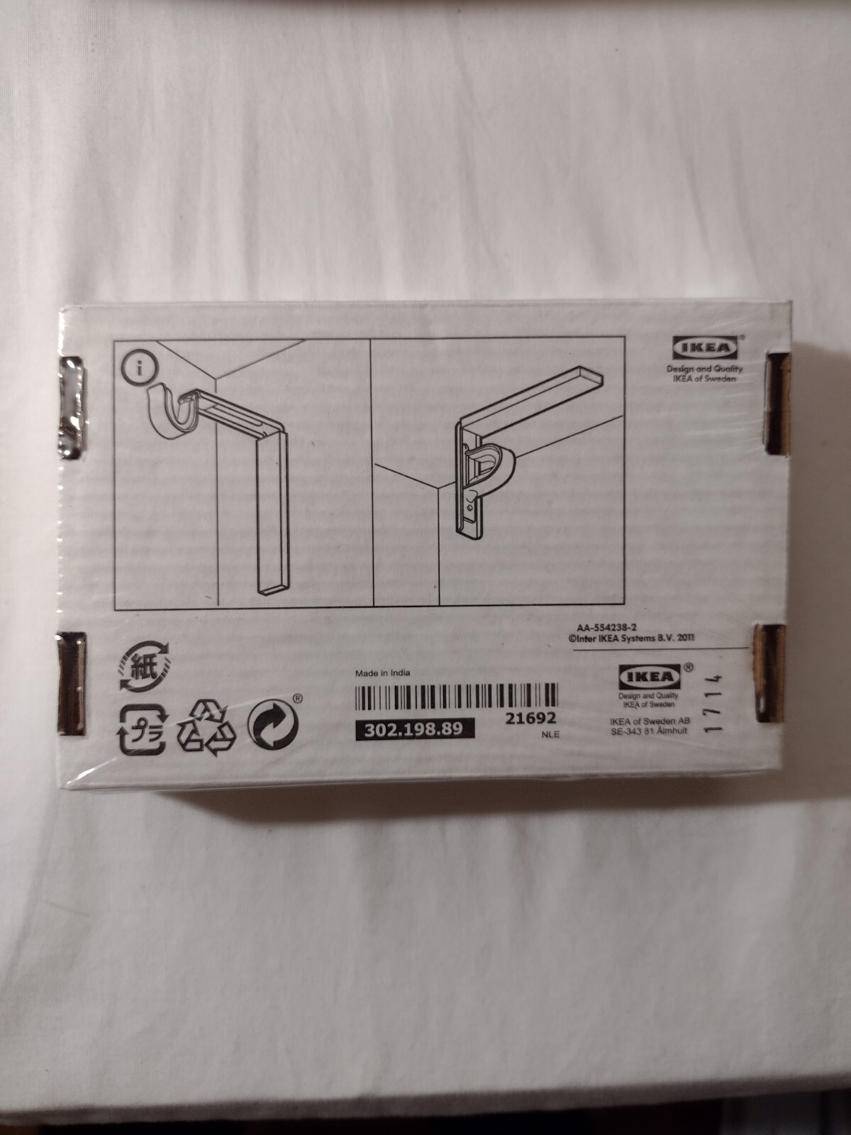 IKEA Betydlig Curtain Rod Bracket NEW Sealed 302.198.89 Wall Or Ceiling Mount