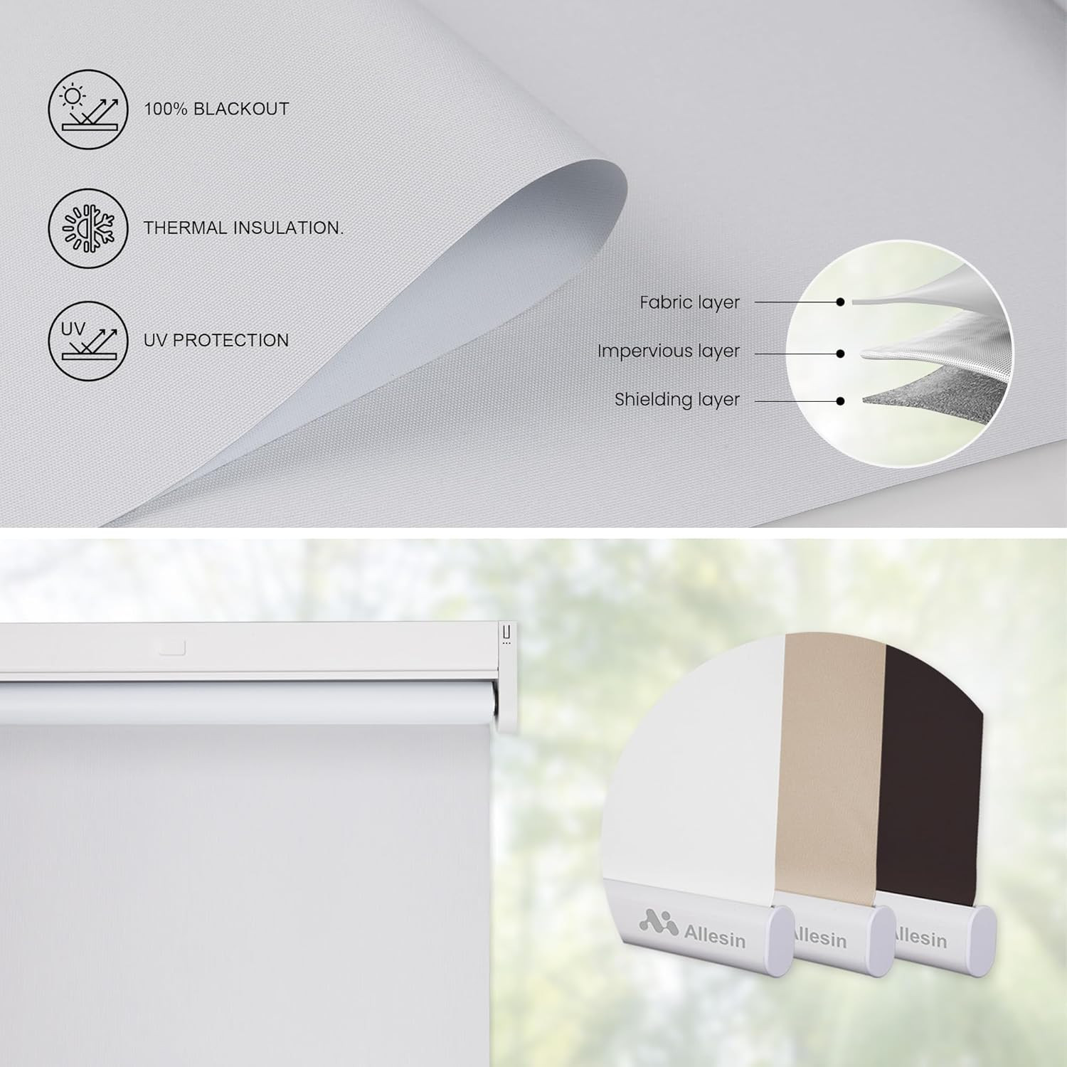 Smart Motorized Blackout Blinds with Remote, Alexa Compatible, 34″x72″ White