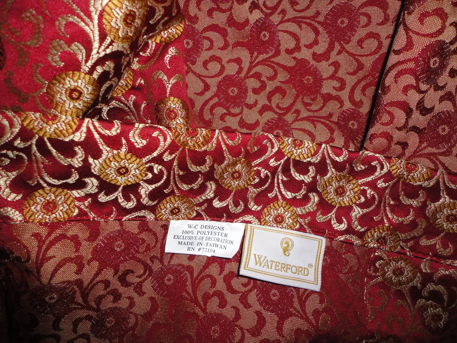 CUSTOM WATERFORD CHARLEMONT RUBY RED GOLD FLORAL (2P) CURTAINS PANELS 49X95
