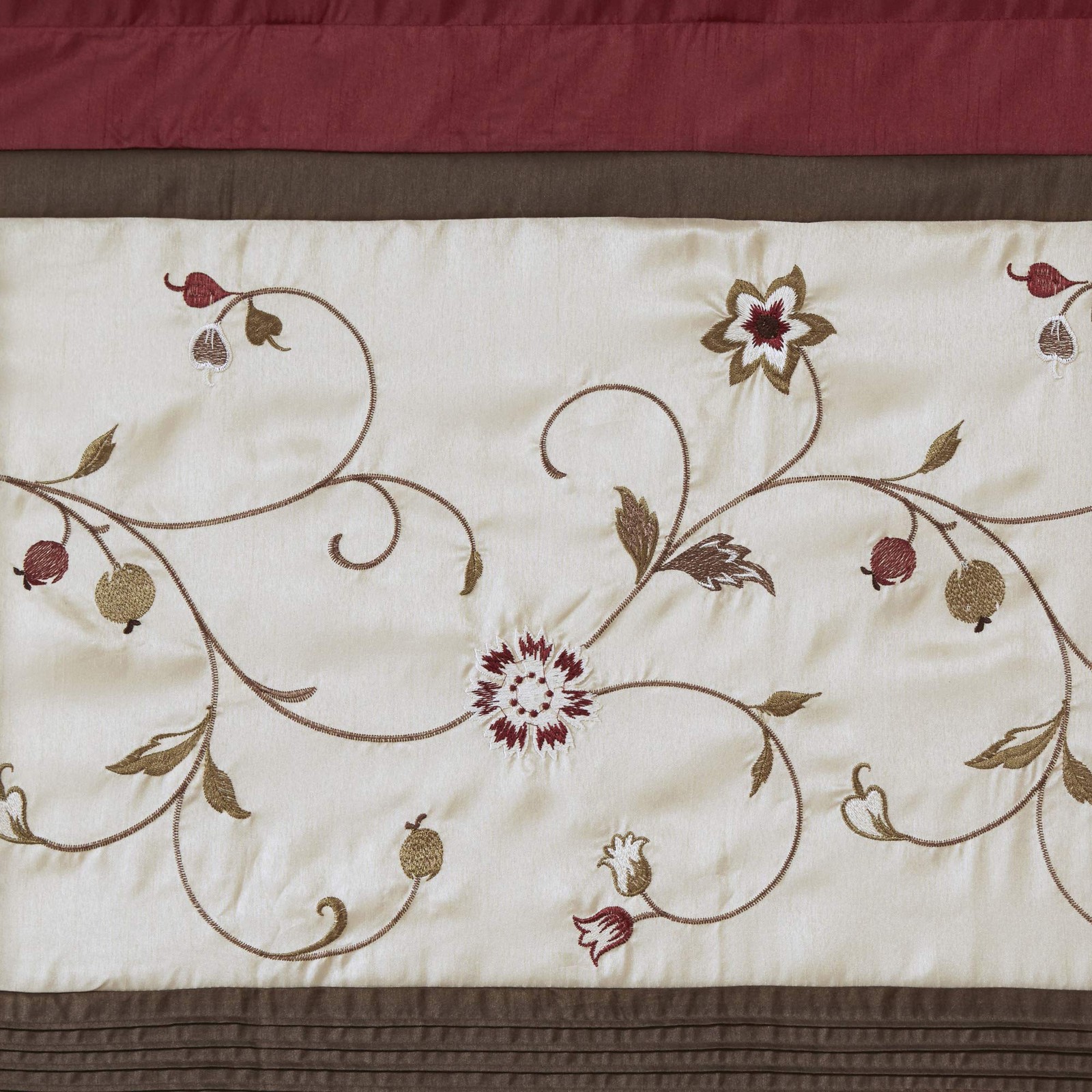 Madison Park Serene Embroidered Light Filtering 50″W x 84″L (Pack of 1), Red