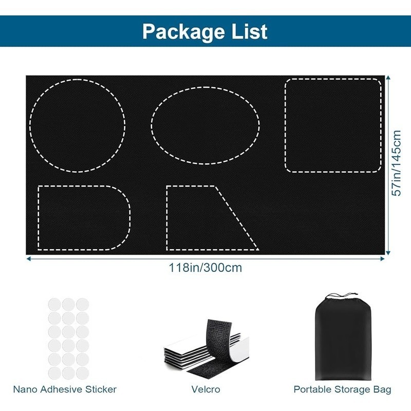 100% Blackout Curtains Easy Install DIY Cuttable Shades Privacy Nano Adhesive US