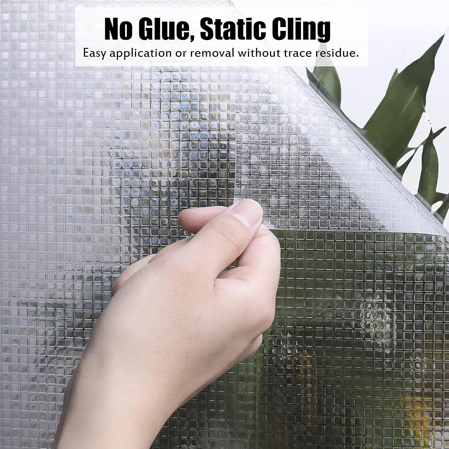 Jahoot One Way Privacy Window Film/Crystal Mosaic /Non-Adhesive Static Cling