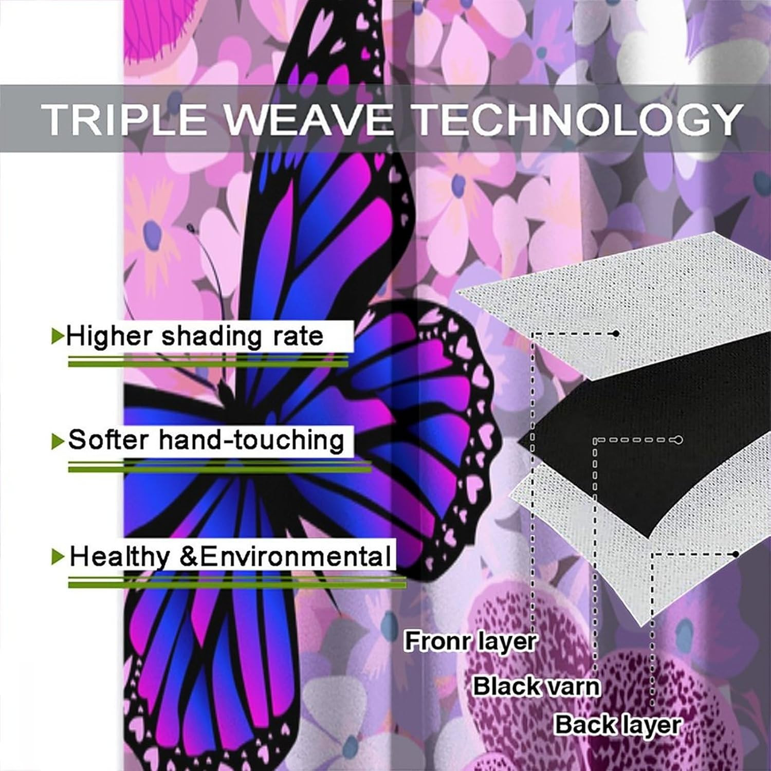 Butterfly Decor Curtains for Girls Boy Home Decor, Romantic Fantasy Butterflies