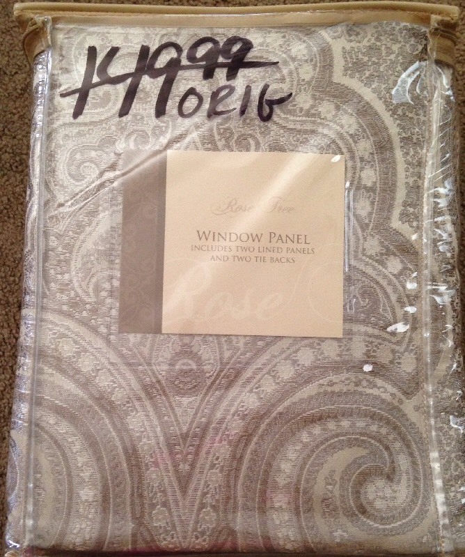 Rose Tree “Argento” Pole Top Drapery Panels Pair Neutral Taupe Paisley 50”x 86”