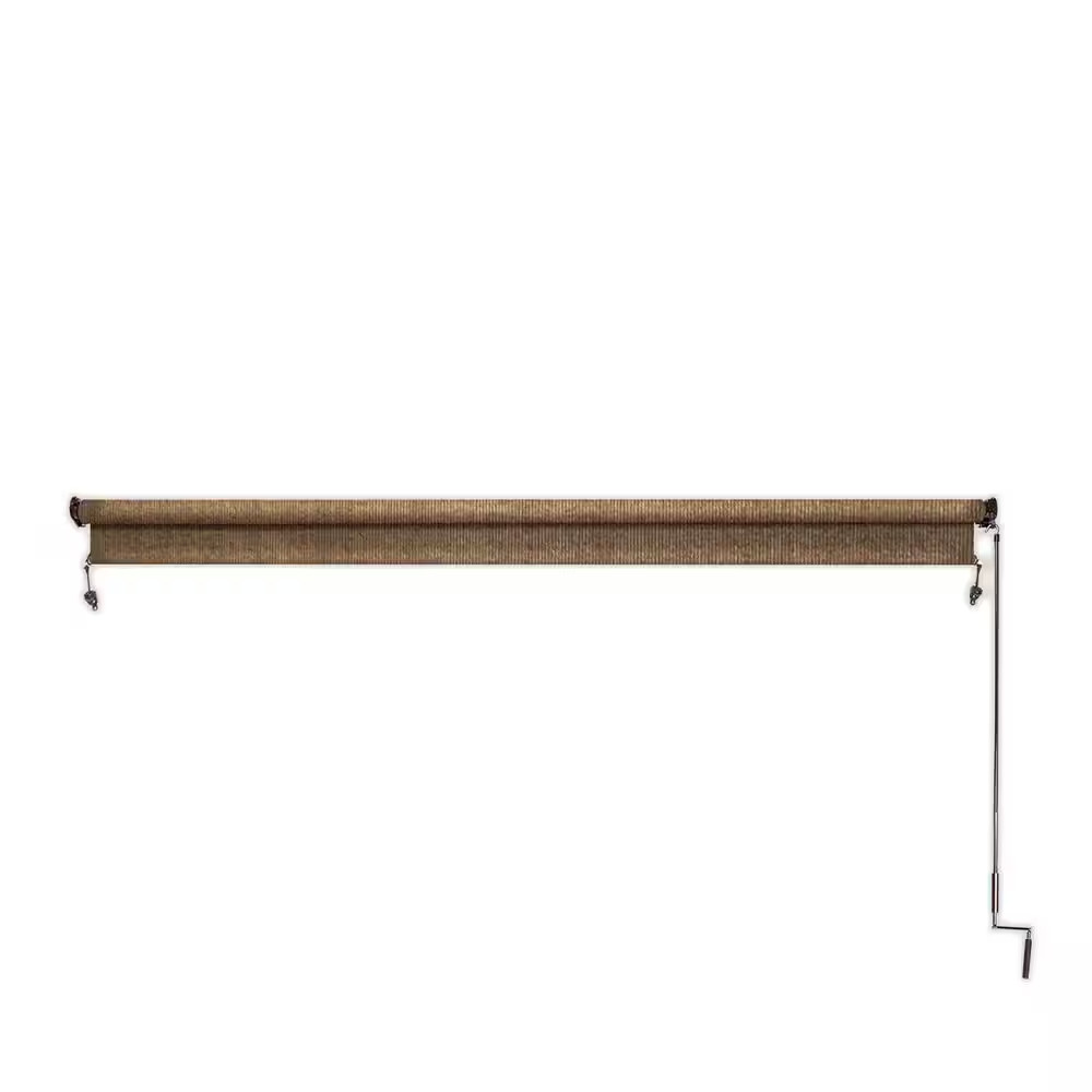 Walnut Cordless UV Blocking Fade Resistant Fabric Exterior Roller Shade 96 In. W