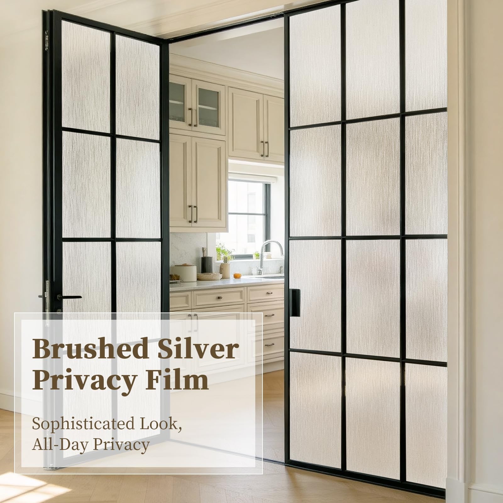 Borskyn Frosted Window Privacy Film – Brushed Silver Static Cling Glass Film …