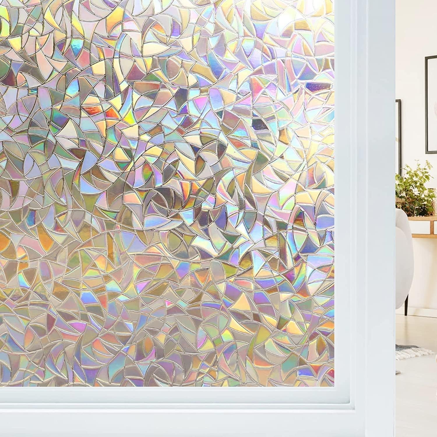 Window Privacy Film, Stained Glass Rainbow Film, 17.5″ x 78.7″ | Decorative W…