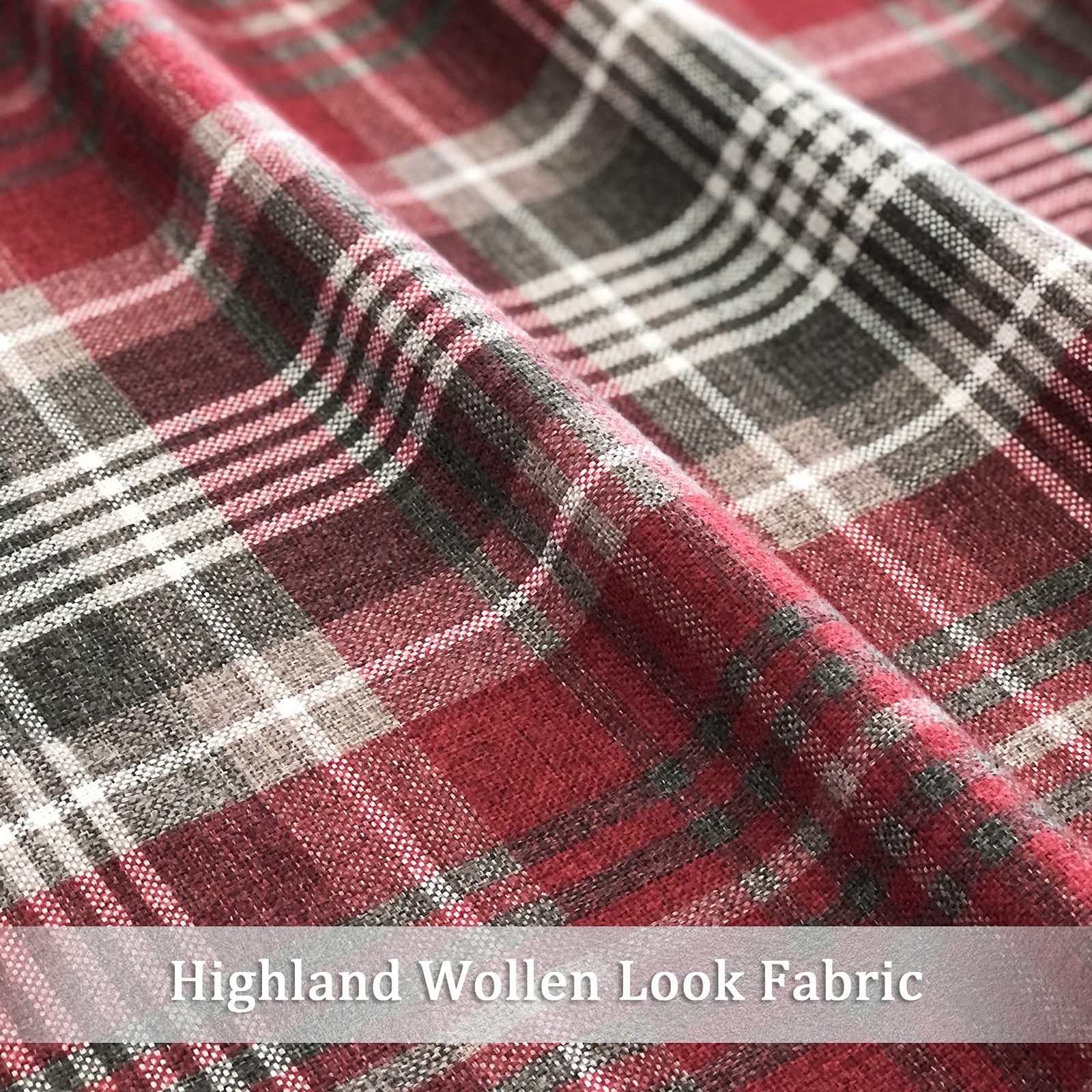 Red Plaid Curtains Grommet Highland Woolen Look Tartan Curtains for Bedroom L…