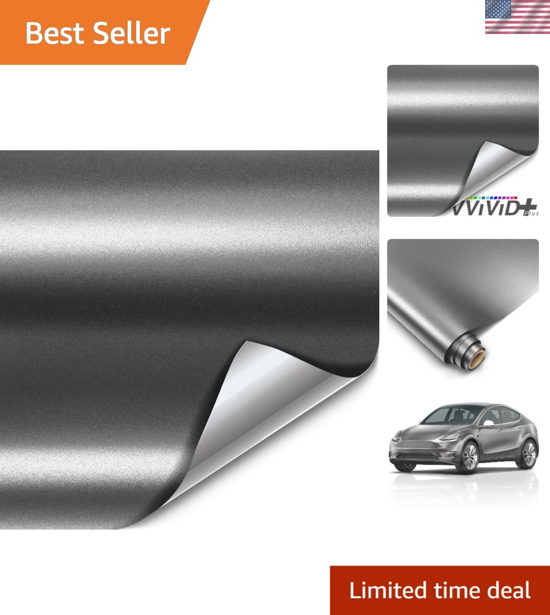 Ultra Deep Matte Metallic Charcoal Grey 1ft x 5ft