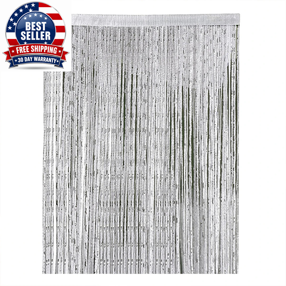 String Door Curtain Glitter Door String Curtain Silver Ribbon Shiny Tassel Flash