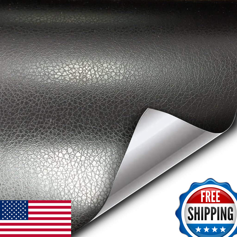 Vvivid Fine Grain Black Leather Wrap Adhesive Vinyl – Soft Touch 1Ft X 5Ft Abcd