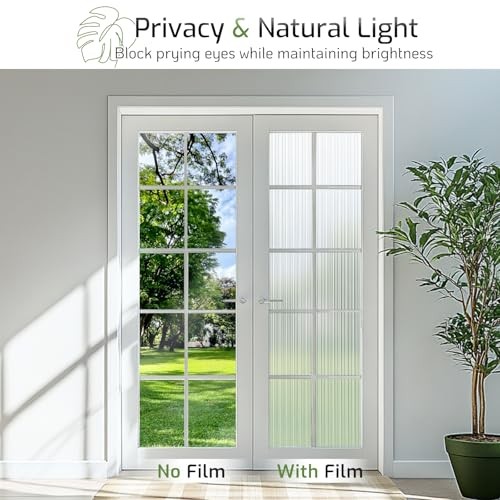 Reeded Glass Window Privacy Film, Frosted Glass 17.5″ x 78.7″ Reeded Clear