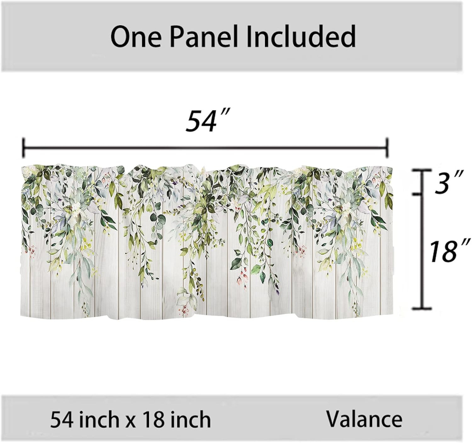 Sage Green Leaf Kithen Curtains Valances for Windows Spring Summer Eucalyptus Le