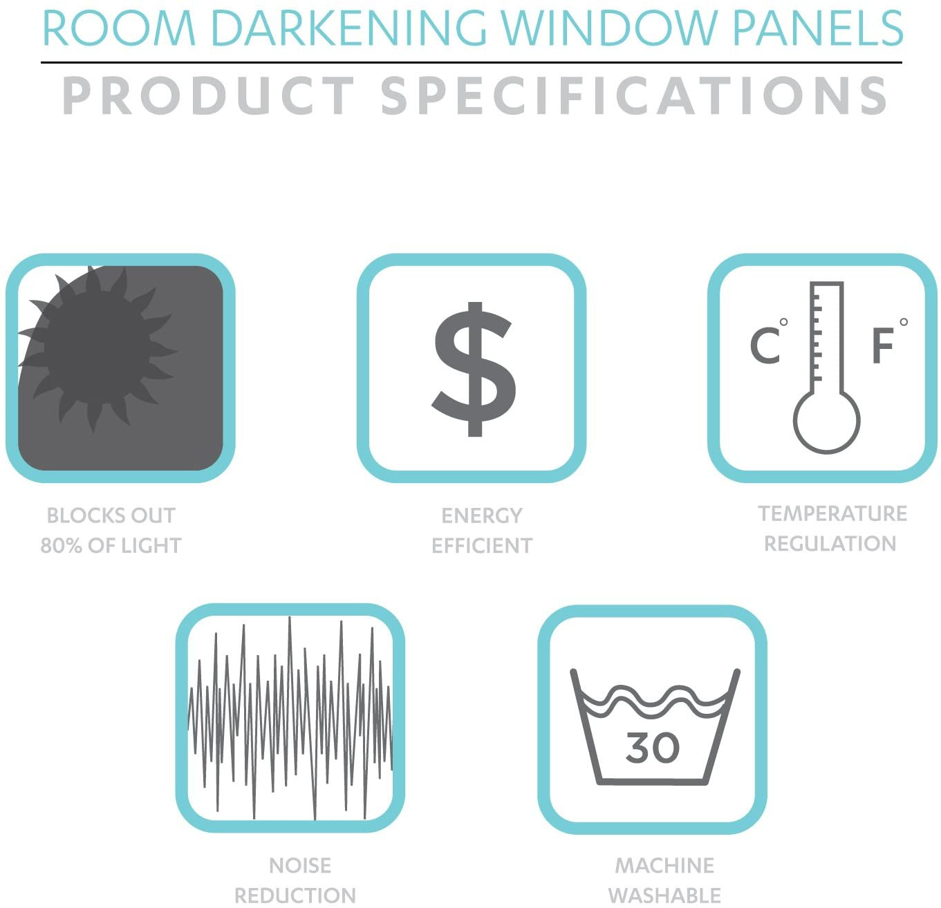 Insulated Back Tab Room Darkening Window Curtain Panels, Pair, 52″ W X 95″ L, Pi