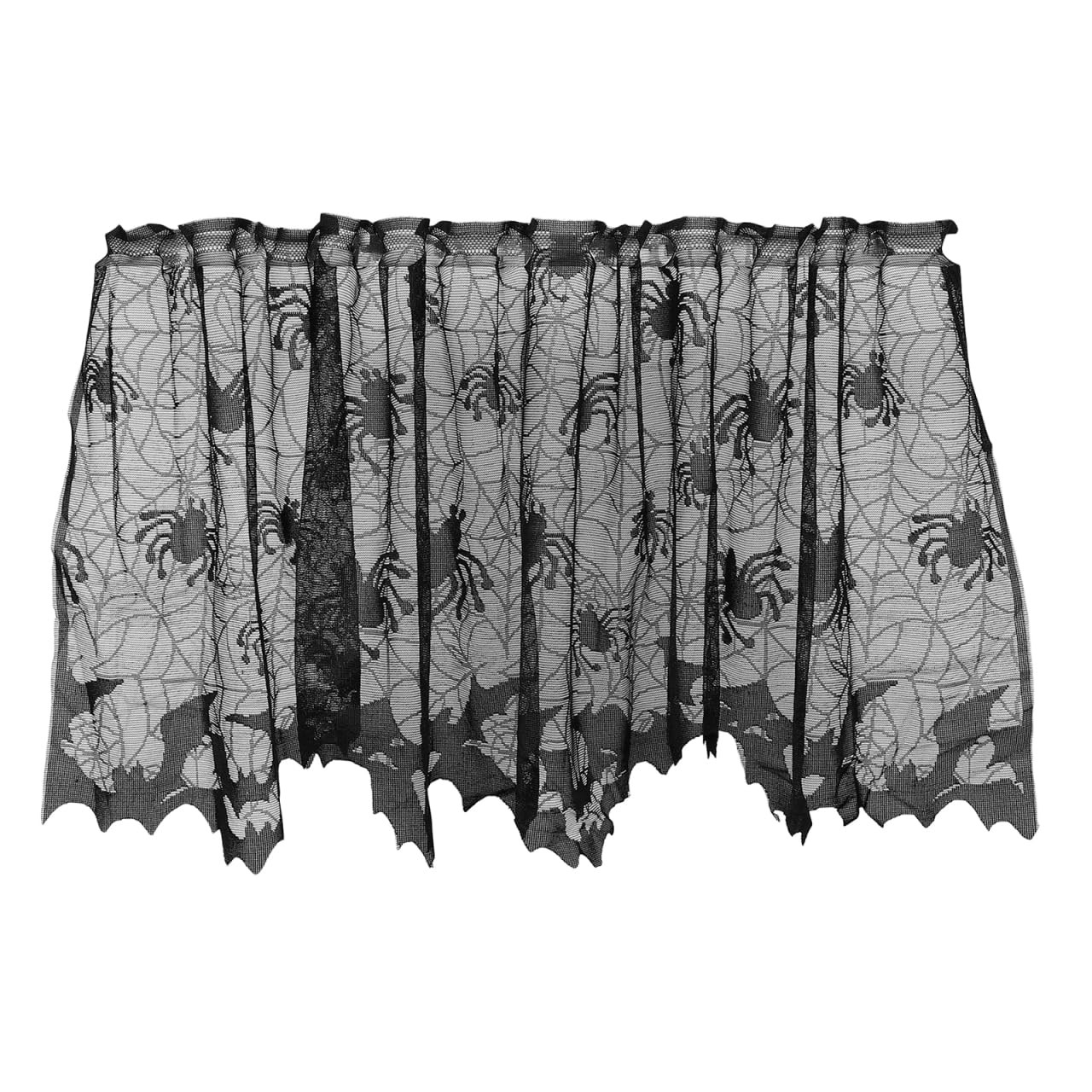 Baluue Halloween Lace Window Curtain with Spider Web and Bats 60X20 Inch Door an