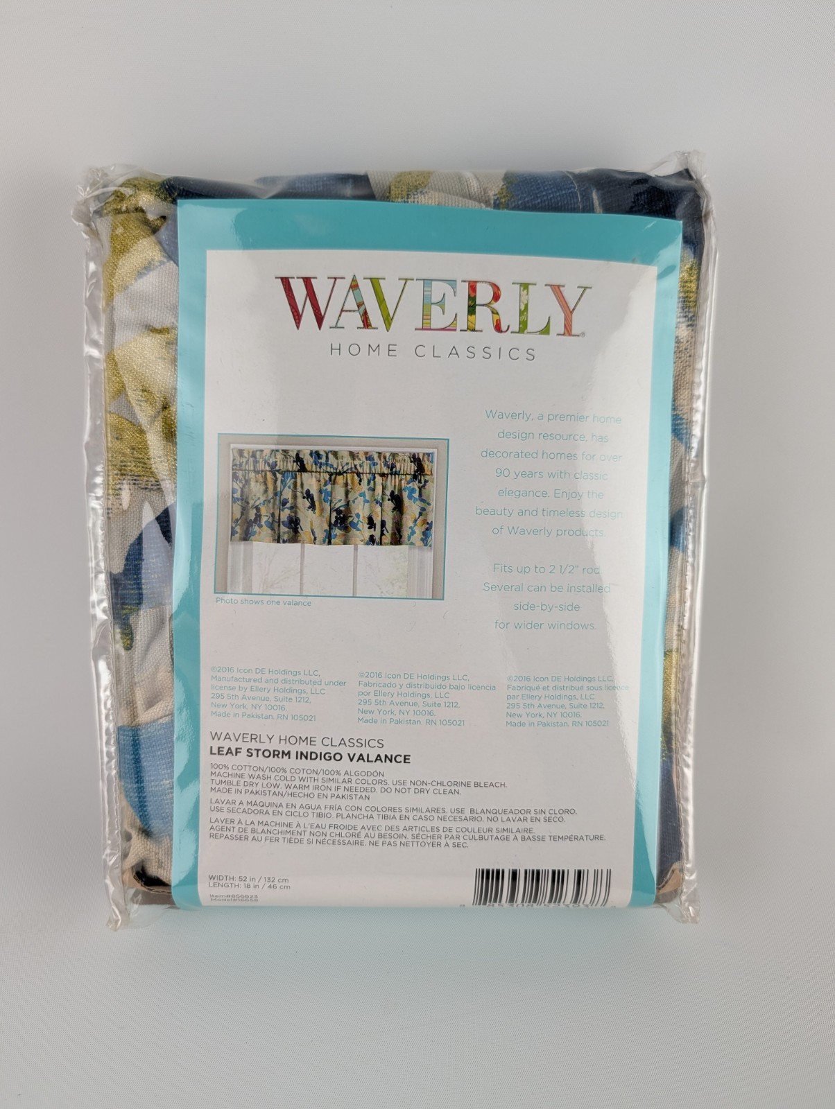 Waverly Home Classics Valance 52×18″ Leaf Storm Indigo Blue #856823
