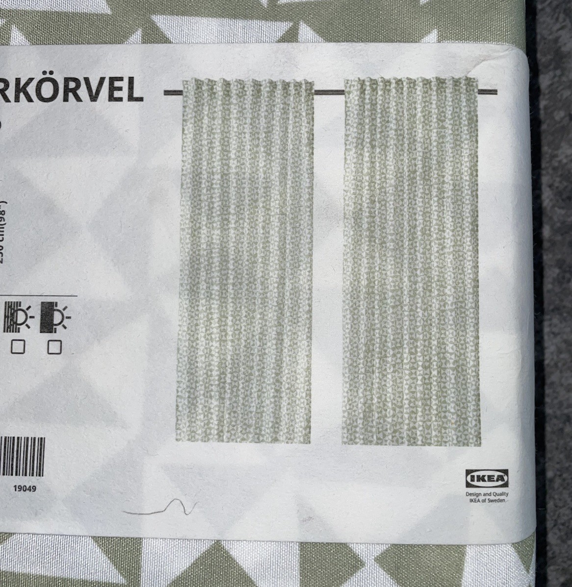IKEA HARKORVEL Curtains 1 Pair Green/White 57×98″ 305.769.44 NEW