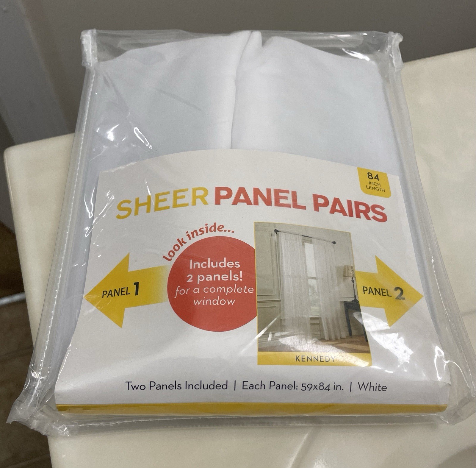 Sheer Panel Pairs Each 59 in x 84 in White Flowy Cottage for Complete Window