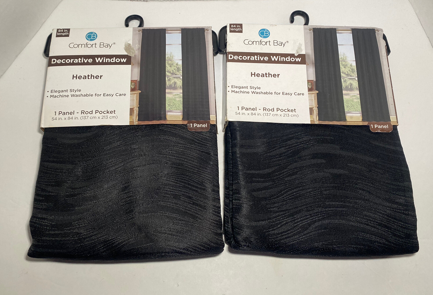 2 Panels Black Heather Curtains Size 54” × 84” Long Each Panel