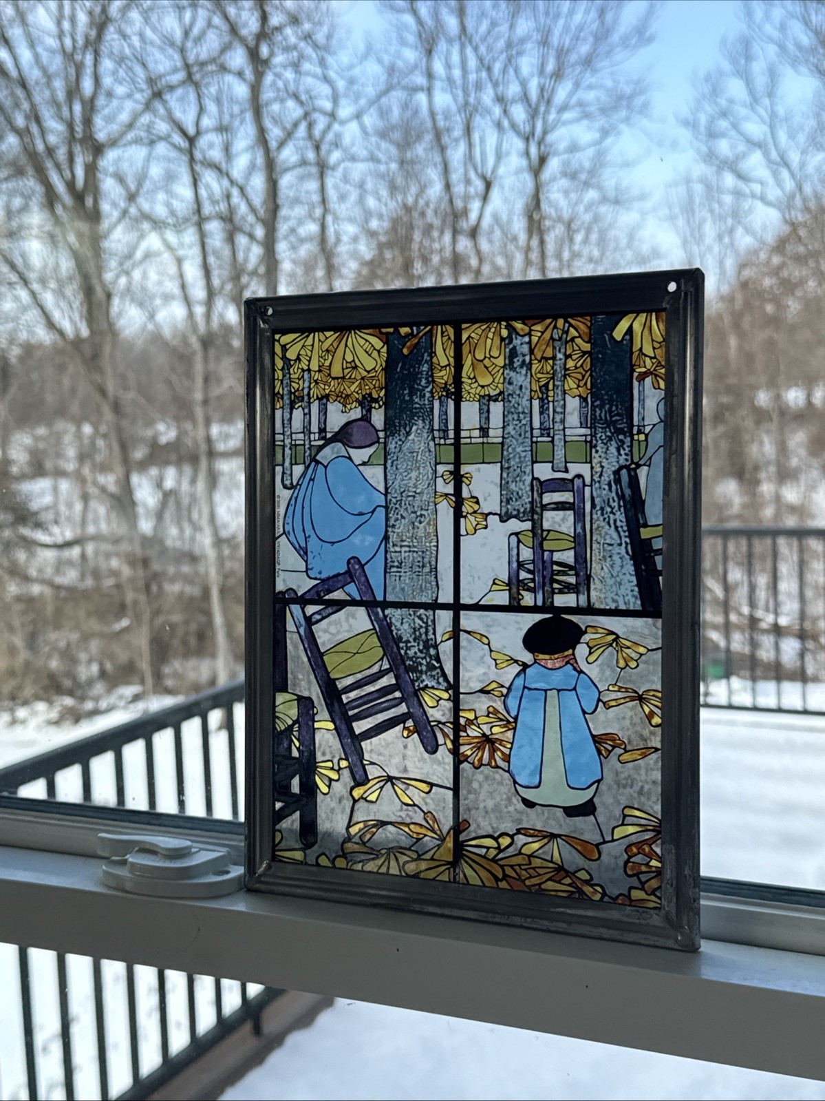 VINTAGE Stained Glass Window KER XAVIER Louis Comfort Tiffany 2001 MMA/ARS Copy