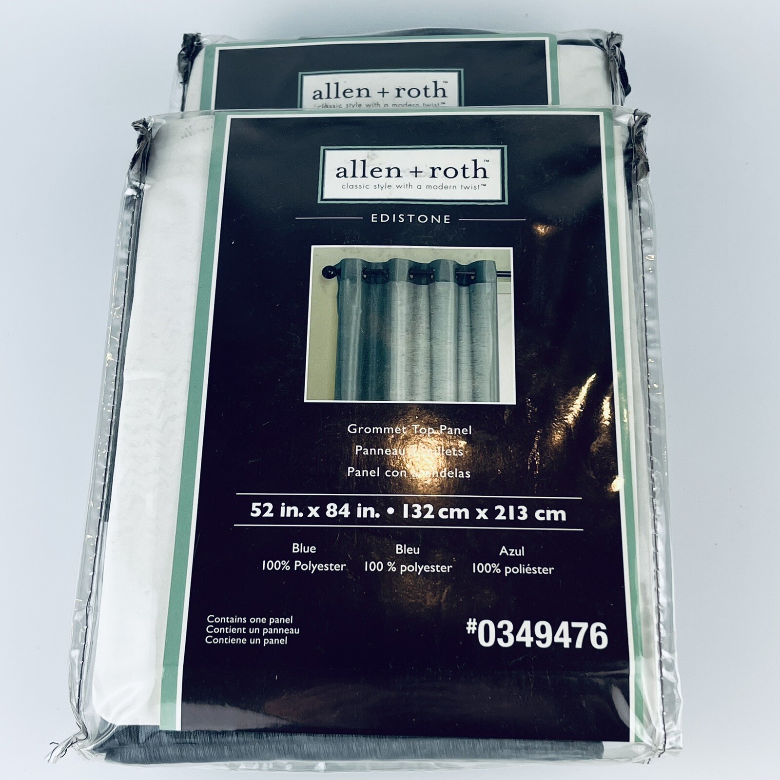 Allen & Roth Curtain Panel Set Of 2 Edistone Blue 52 X 84 in. Very Good Cond.