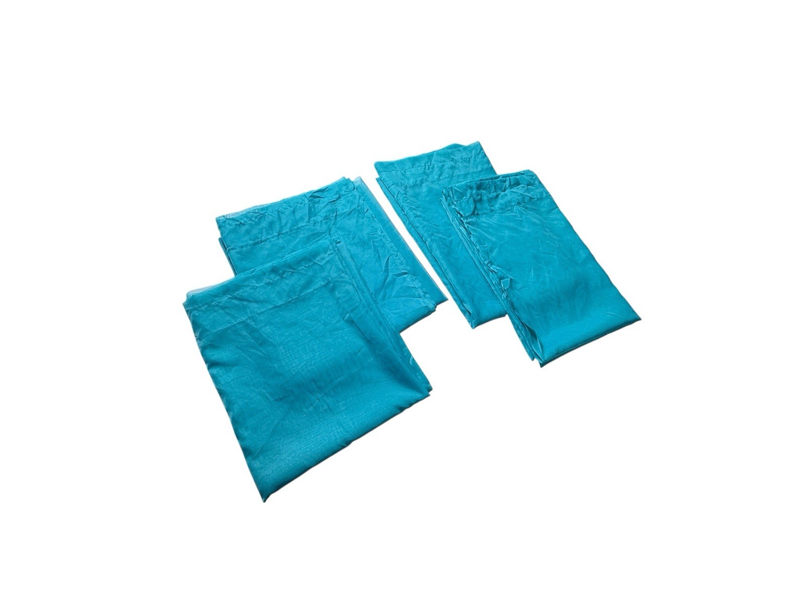 Set of 4 Bright Blue Sheer Curtains Panels Drapes Solid 68 & 84 Long Lot