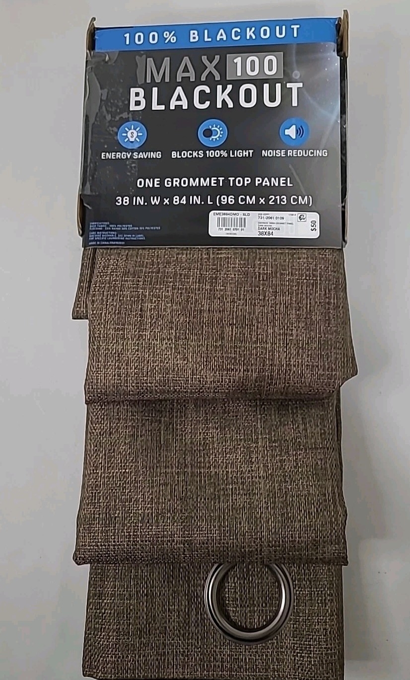 1 Pair Max Blackout Emerson Solid Grommet 100% Blackout 38×84 Dark Mocha