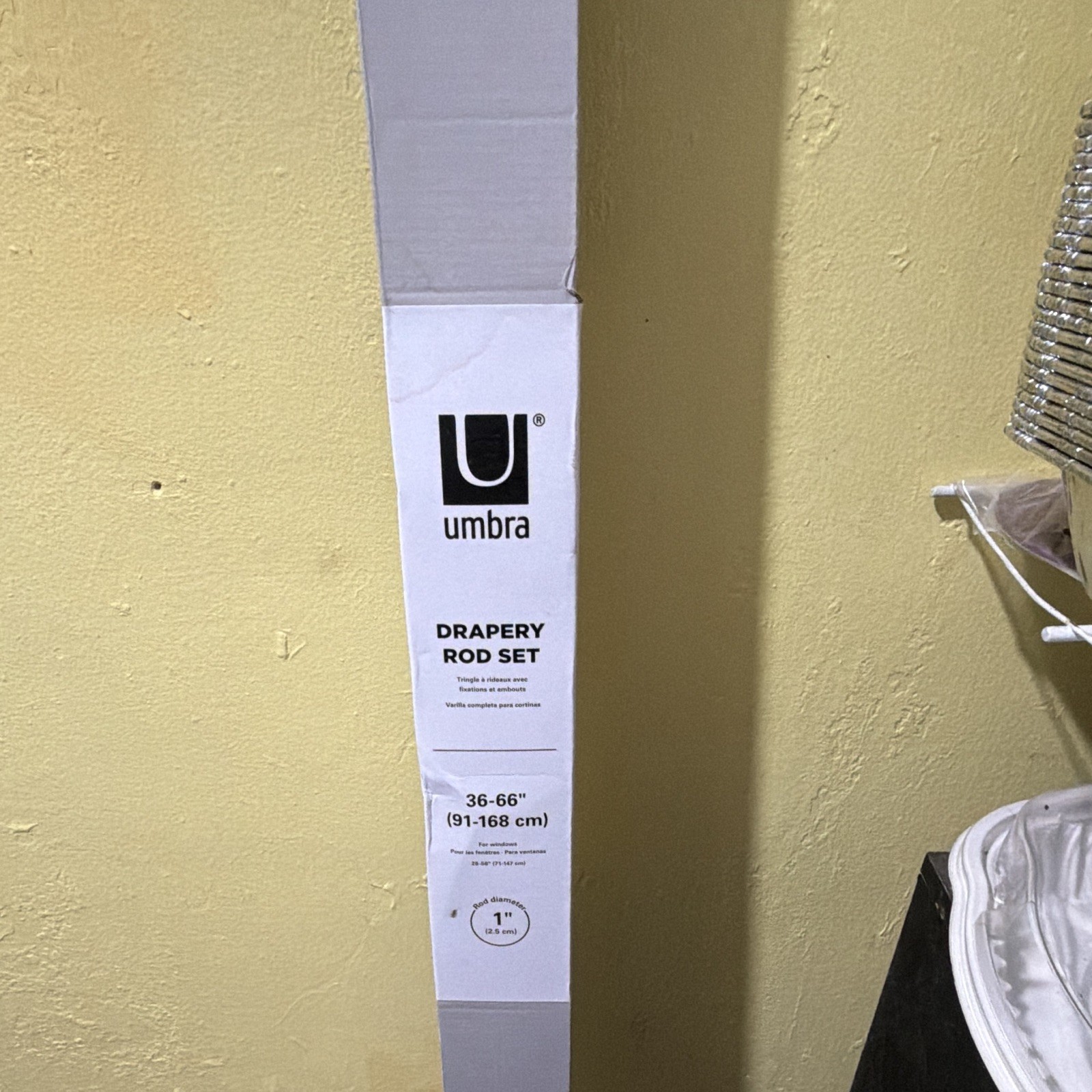 Umbra White Metal Curtain Rod 36-66 in, 1 in Diameter, Wall Mounted, 1 Pack
