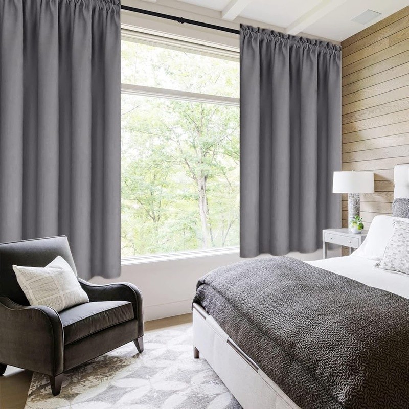 Thermal Insulated Blackout Curtains Light Blocking Noise Reduction Room Panels