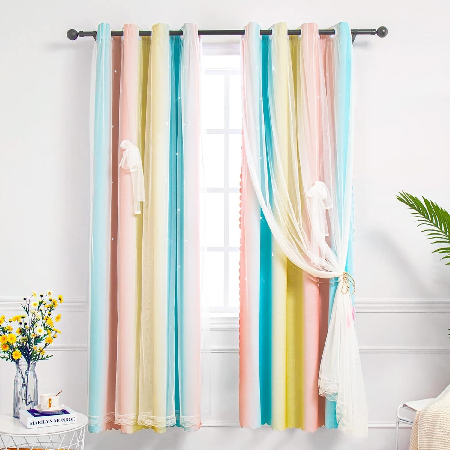 Star Curtain Blackout for Bedroom 84″ X 52″ Room Curtains Light Blocking 1 Panel