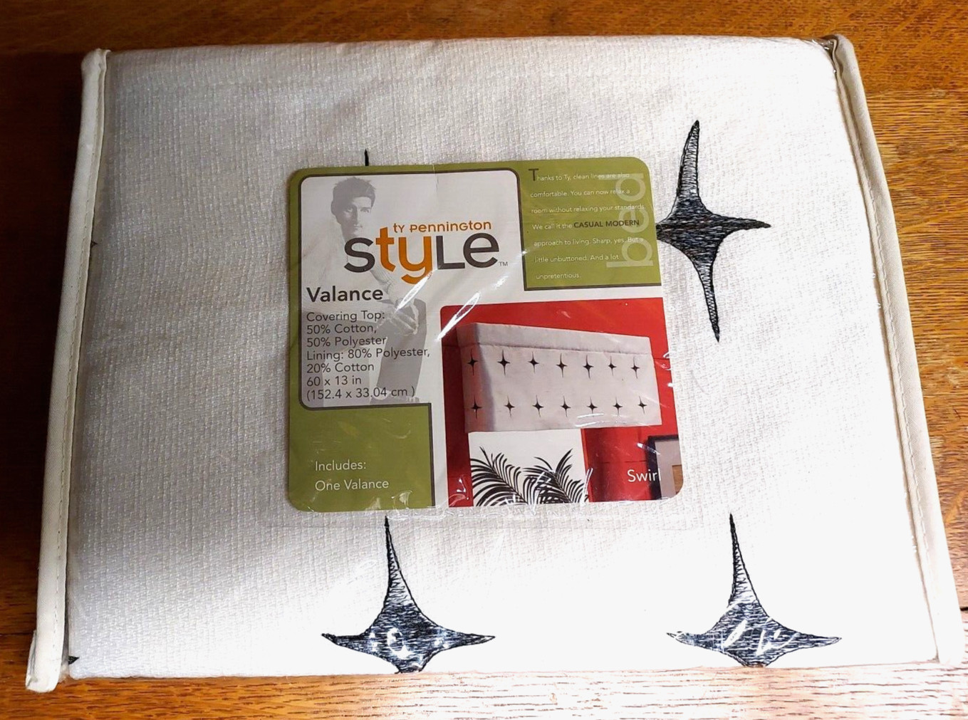 STYLE Ty Pennington Valance “Swirl” mcm star BRAND NEW IN PACKAGE 60×13 in.