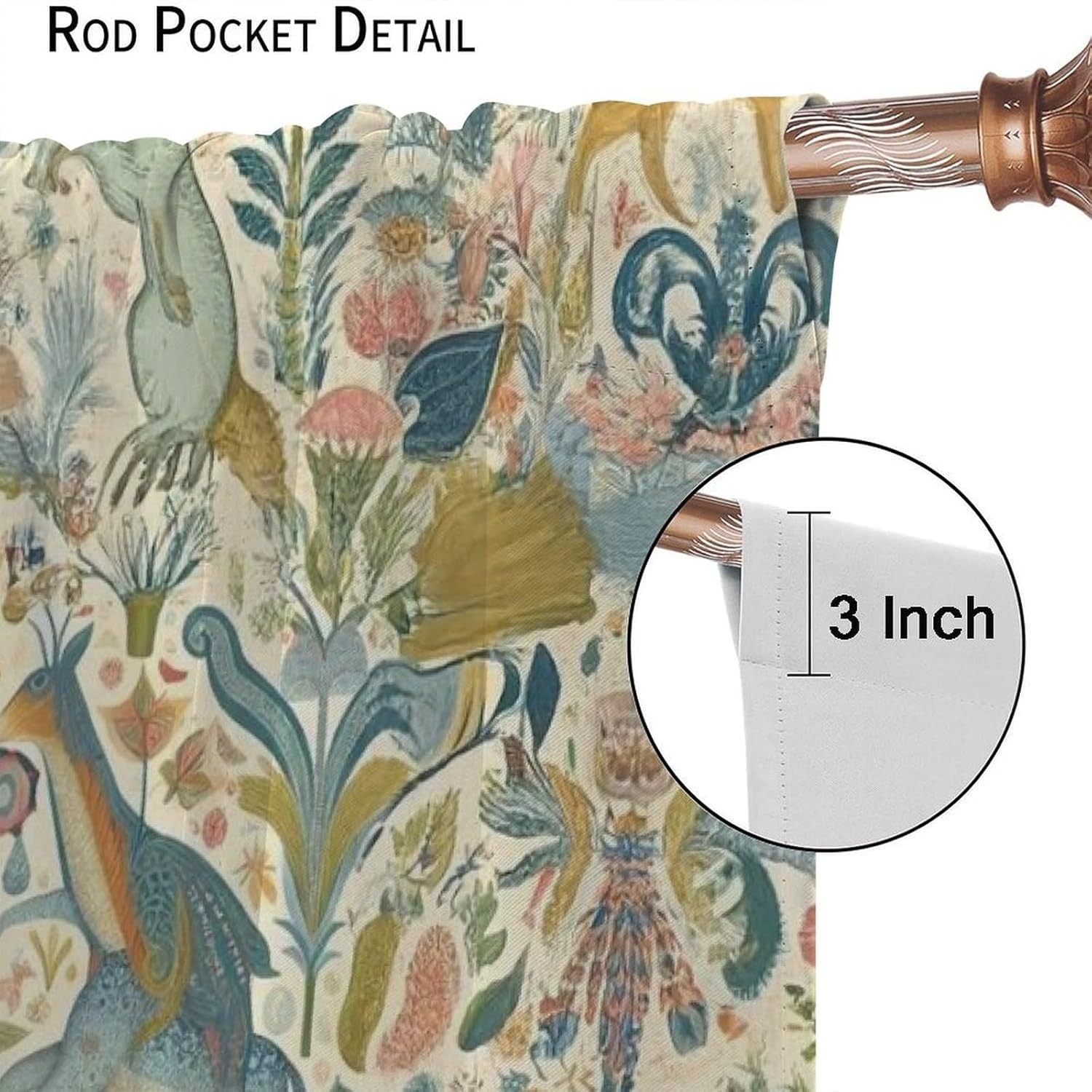 Vintage Flower Curtains,William Morris Art Print Retro Plant Bird Window Drapes