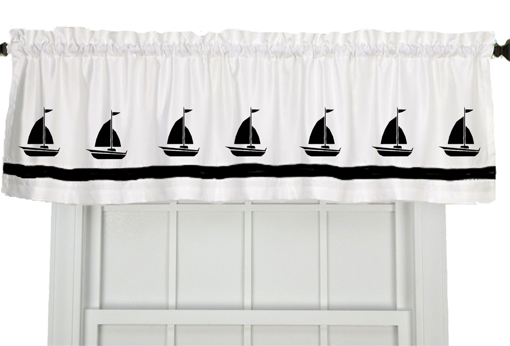 Sailboat Nautical Ship Boat Window Valance Curtain in Your Choice of Colors